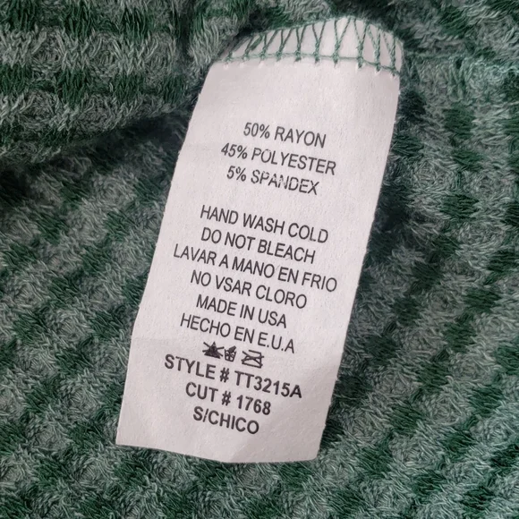 Ces Femme green waffle animal print color block long sleeve knit top small - Picture 6 of 7